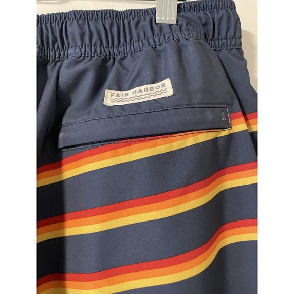 Fair Harbor Swim Trunks Men Large Blue Orange Red Performance Lined Shorts 8.5" - Picture 7 of 11
